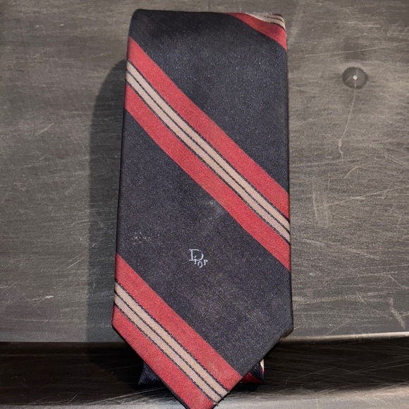 Dior Navy and Red Striped Tie - Picture 1 of 2
